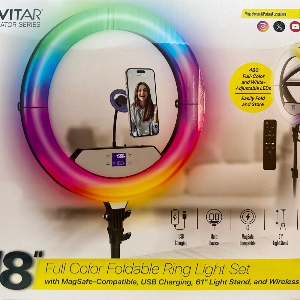 Vitar Full Color Foldable Ring Light Set - Black- NEW IN BOX.